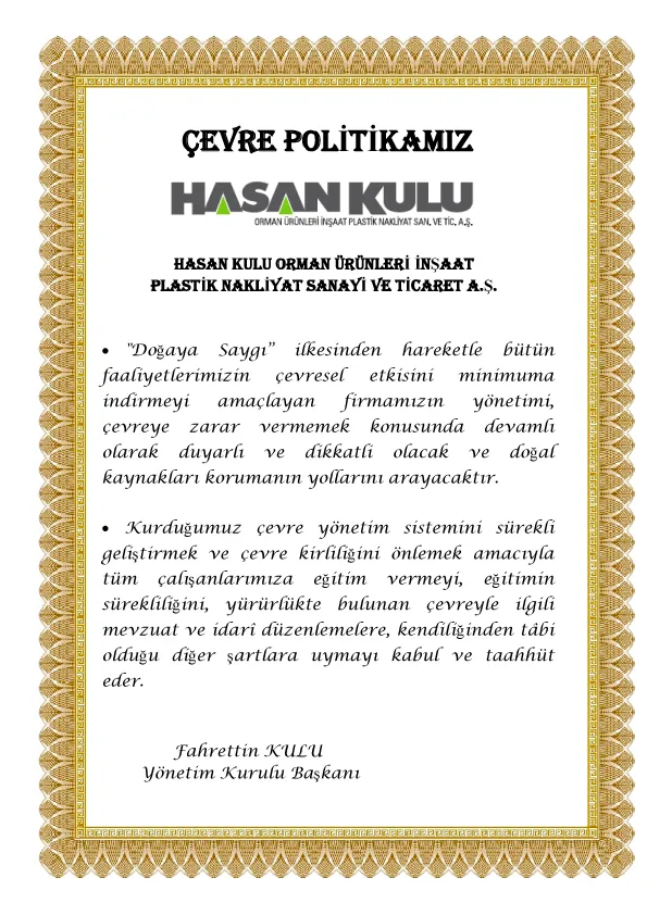 Çevre Politikamız