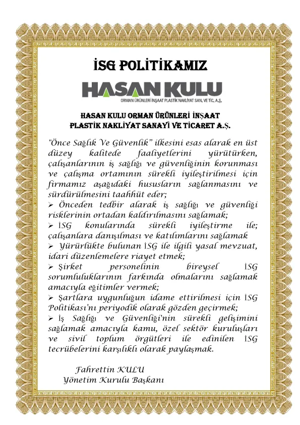 İSG Politikamız